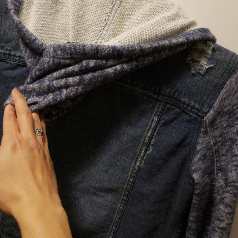 Free People Dark Blue Distressed Jacket - Picture 4 of 6